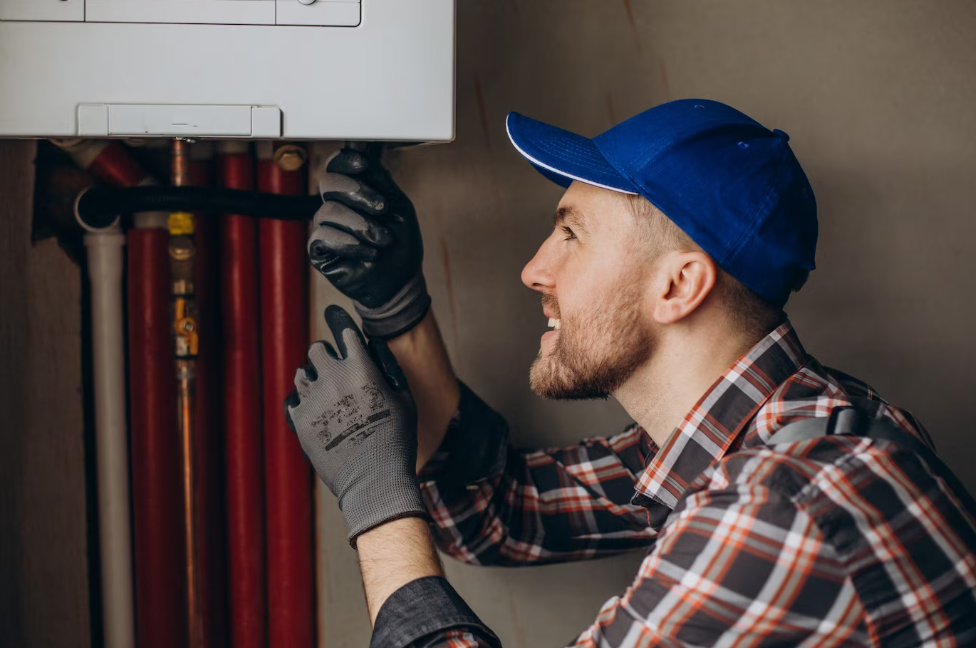 Air Conditioner Repair - Man fixing indoor air conditioner